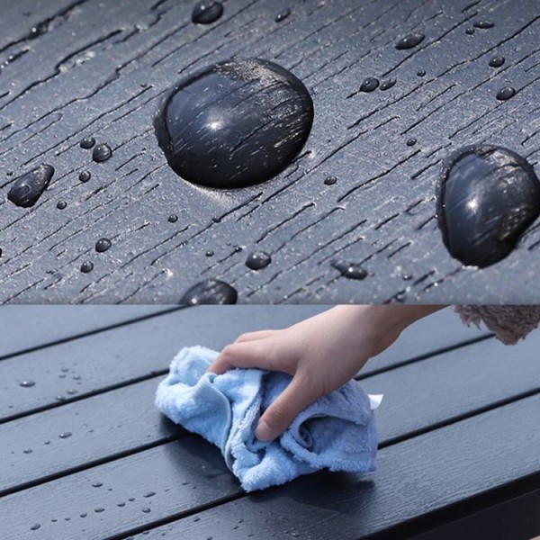 Modern Garden 5 Piece Storage Dining Set Furniture Outdoor Patio Aluminum Plastic Wood Table and 4 Seater Chairs