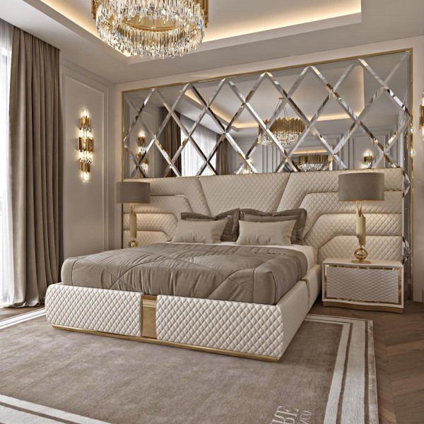 Luxury Hotel Queen Bed Frame Up-holstered Beds Frame Set Furniture Bedroom Wholesale