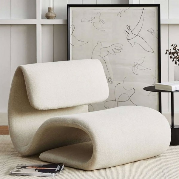 Minimalist S-shaped Sofa Chair Lambskin Leisure Chair Suitable for Living Room Bedroom Special-shaped Single Chair