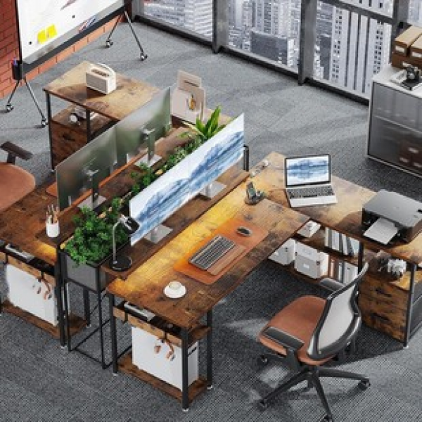 L-shaped office multifunctional computer desk, steel wood combined with e-sports desk, home minimalist writing desk, study desk