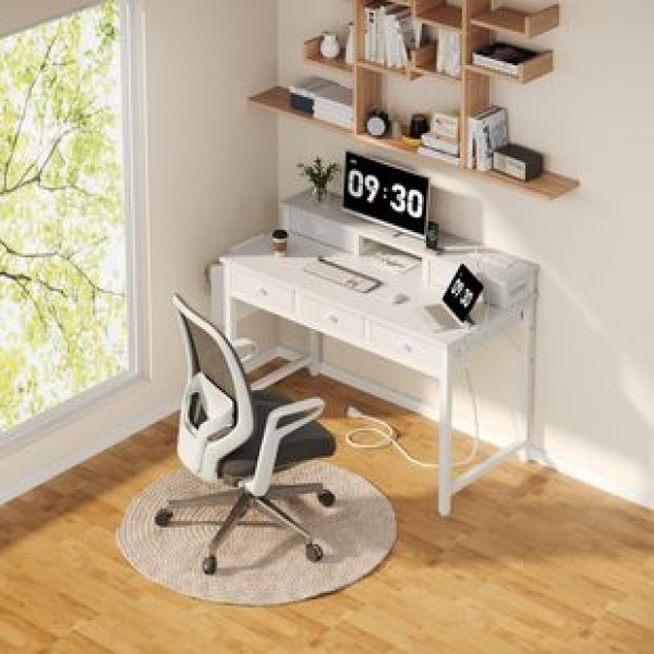 Cross border direct sales of computer desks, home office desks, makeup desks, study desks, power sockets, and monitor stands