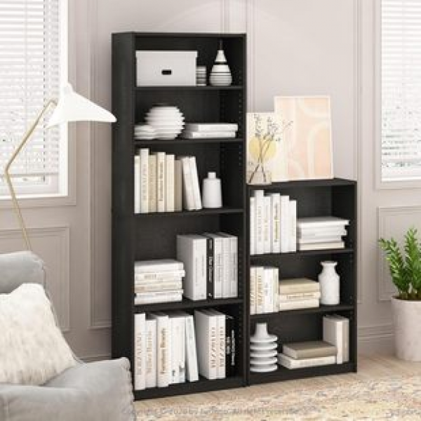 Cross border manufacturer direct sales modern simple black atmospheric bookshelf with large capacity, five layers, multi-purpose storage, moisture-proof design