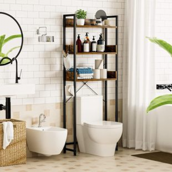 Cross border landing iron wood combined bathroom toilet rack, multi-layer storage rack, toilet top storage rack