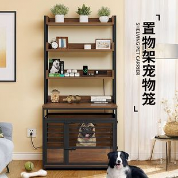 Cross border factory hot selling double door dog bed storage rack, pet house furniture, medium-sized dog cage storage rack