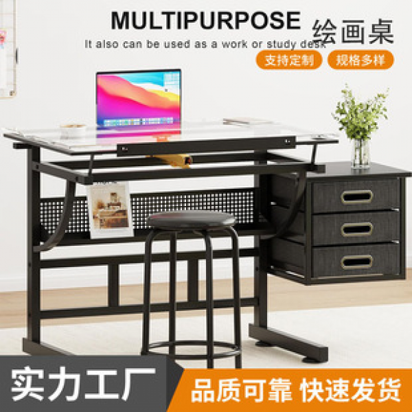 Workbench, painting table, glass art drawing table, calligraphy and painting drawing table, art drawing designer, desk trend