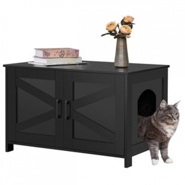 Cross border cat house suitable for most litter boxes, black wooden cat litter boxes, bathroom furniture, hidden and barn doors