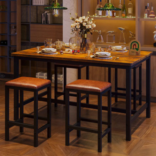 Cross border factory direct sales industrial style solid wood iron table and chair combination solid wood square afternoon tea creative home use