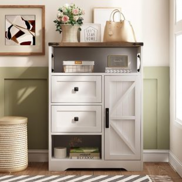 Cross border direct sales are suitable for small space white farmhouse storage cabinets, living rooms, cross-border Amazon hot selling storage cabinets