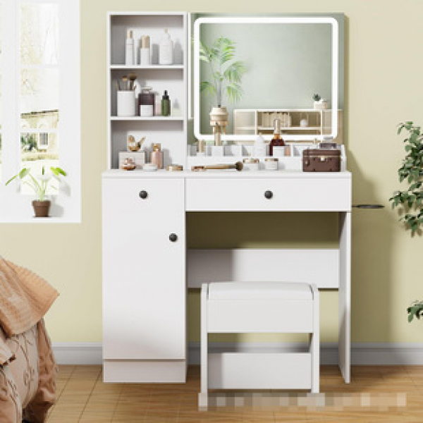 Dressing table, panel furniture, modern and simple bedroom with lights and stools, makeup table, foreign trade, cross-border factory direct sales, hot selling item