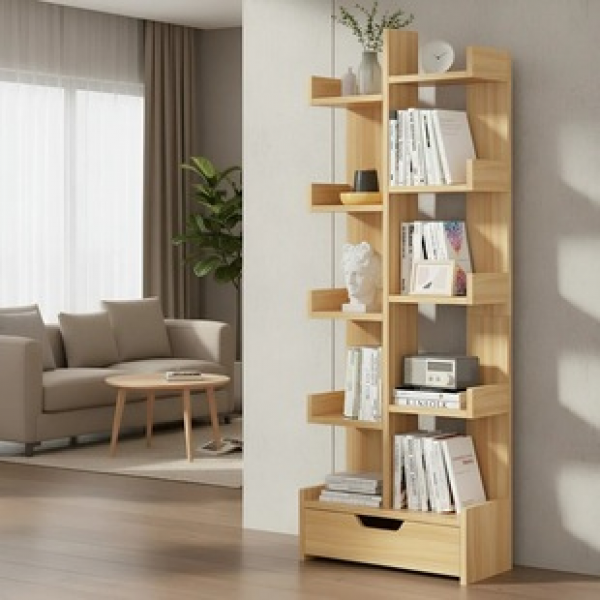 Simple bookshelf, floor standing storage rack, creative internet celebrity, tree shaped small storage, living room, household storage rack, student bookshelf