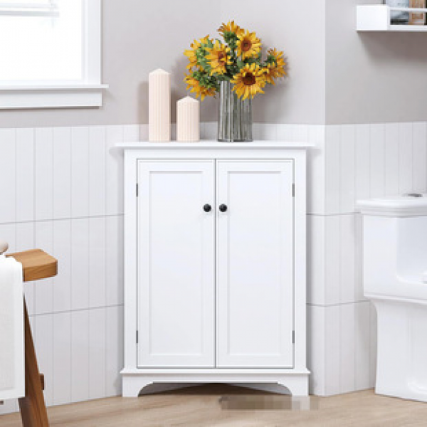 Bathroom narrow storage cabinet corner cabinet floor standing storage cabinet with double door storage cabinet Amazon foreign trade hot selling plate style trend