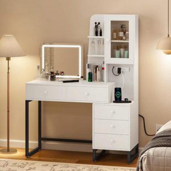 Dressing table, panel furniture, modern and simple bedroom with side cabinet, makeup table, foreign trade, cross-border, Amazon factory direct sales