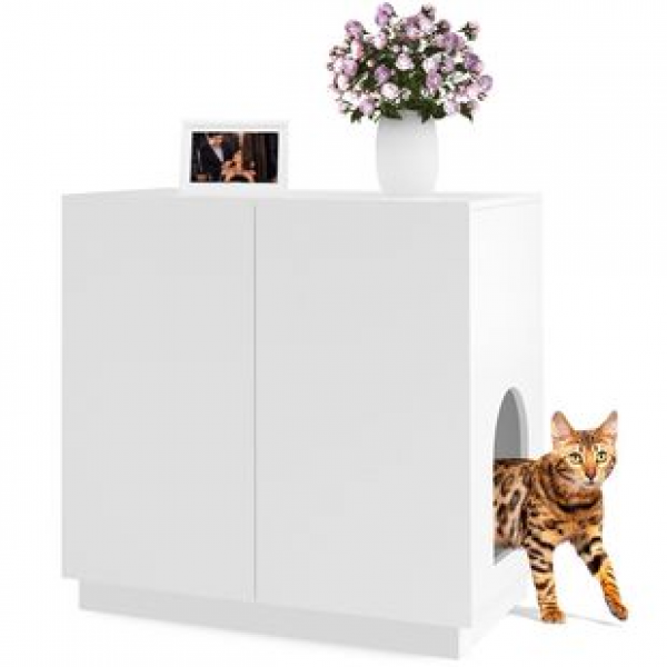 Double layer integrated cat toilet anti sand solid wood sand box storage cat litter box storage cat supplies cat toilet cabinet