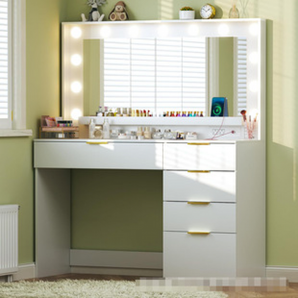 Foreign trade cross-border Amazon dressing table furniture modern simple dressing table with light bright mirror factory direct sales trend