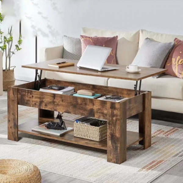 Cross border direct sales modern simple lifting coffee table, living room coffee table, adjustable and sensitive double layered lifting storage table