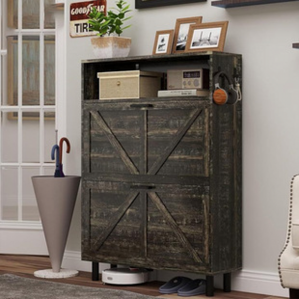 Amazon hot selling ultra-thin shoe cabinet, large capacity wooden furniture, cross-border factory entrance shoe rack storage cabinet