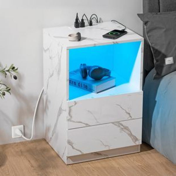 Foreign trade bedside table panel home bedside table modern white marble cross-border manufacturer direct sales Amazon hot selling