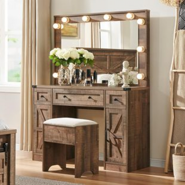 Cross border direct sales French cream style dressing table 2025 new light luxury dressing table bedroom modern simple storage cabinet