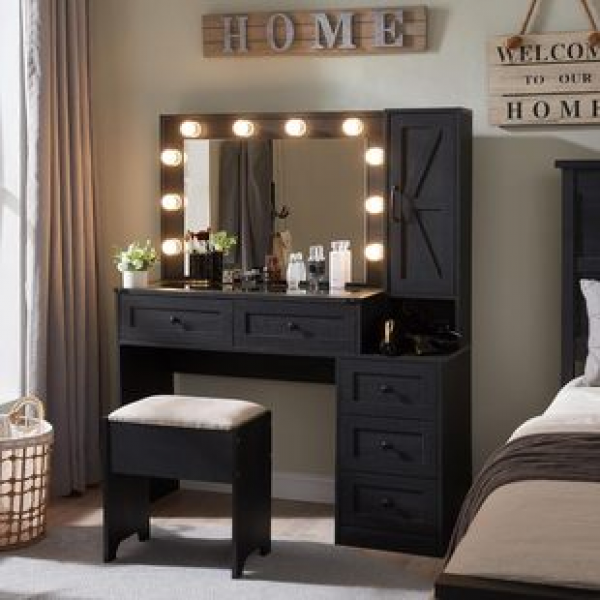 Cross border direct sales French cream style dressing table 2025 new light luxury dressing table bedroom modern simple storage cabinet