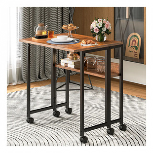 Folding desk, mobile computer desk, small-sized household office desk, bedroom simple desk with wheels, student writing desk