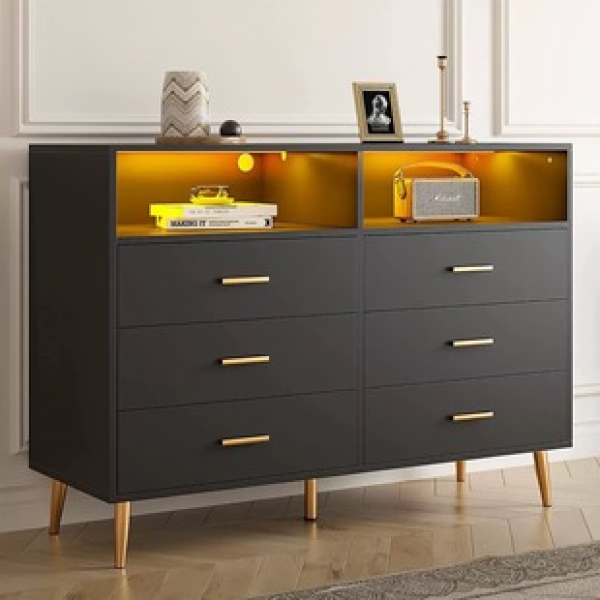 Cross border exclusive with 6 deep drawer bucket cabinets, bedroom dressing table cabinets, panel storage cabinets with lights and storage cabinets, trendy