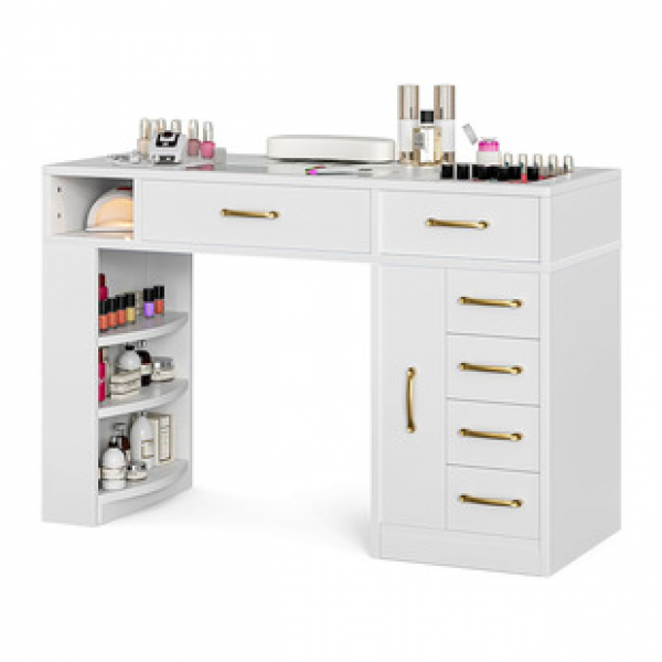 Export Amazon multifunctional white nail table with high-end design and storage capacity. Foreign trade hot selling panel nail table