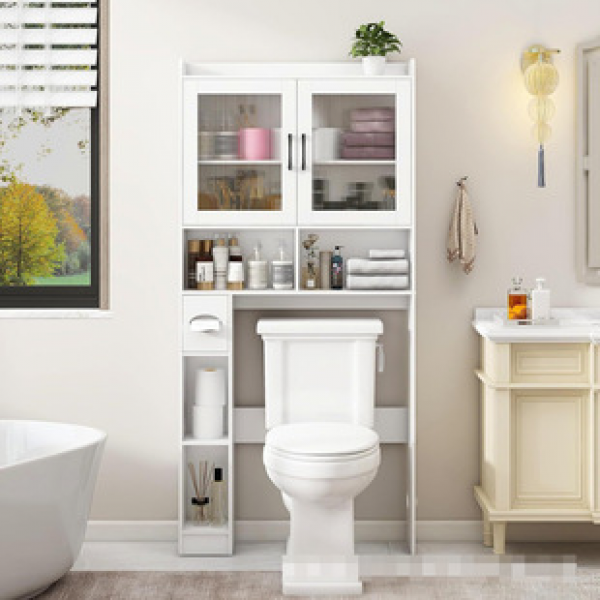 Panel bathroom narrow storage cabinet corner floor standing storage cabinet with acrylic door cross-border Amazon foreign trade hot selling