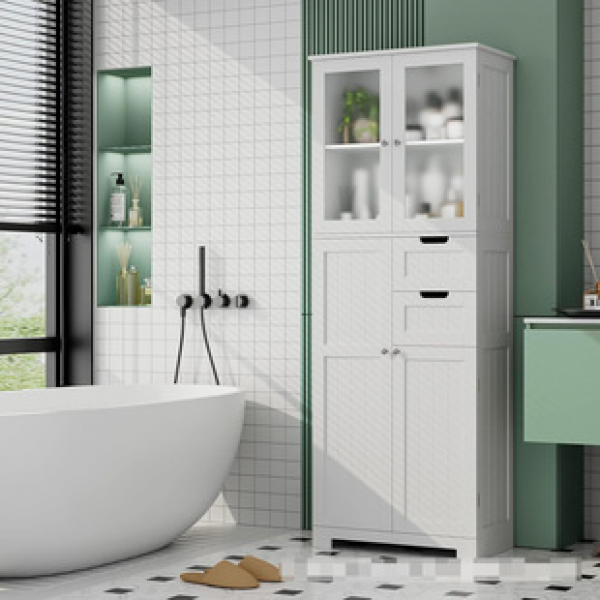 Panel bathroom narrow storage cabinet, corner floor standing storage cabinet with three doors, Amazon foreign trade hot selling trend