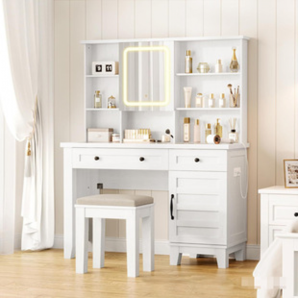 New Dressing Table Panel Furniture Cross border Amazon Modern Simple Bedroom with Light Vacuum Makeup Table Trend