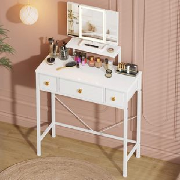 Cross border minimalist makeup table with multifunctional mirror, bedside makeup table, simple makeup table, small-sized makeup table, trendy