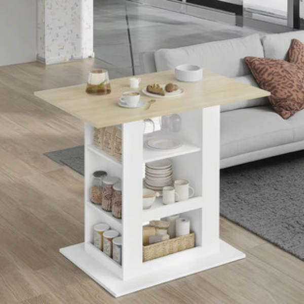 Modern restaurant furniture, dining table, bar table with 2 glass brackets and 3 storage compartments for work tables