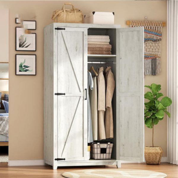 Cross border minimalist modern home wardrobe, French cream style bedroom cabinet, economical rental apartment, assembled wardrobe