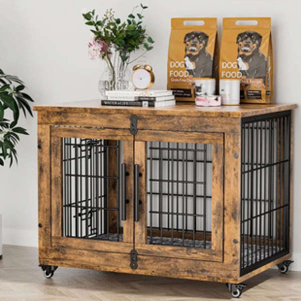 Cross border storage, pet supplies, iron wood combination, household dog cage, large dog home, living room, dog villa