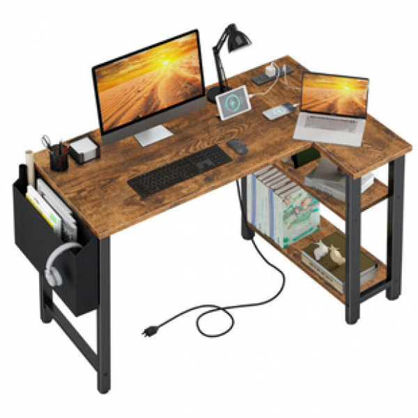Corner computer desk, simple L-shaped study desk, bedroom home desk, bookshelf integrated desk, corner gaming desk