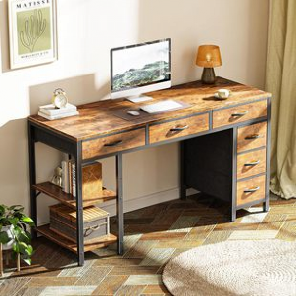 Amazon hot selling panel furniture, cross-border direct sales, iron home office desk with drawers, storage space trend