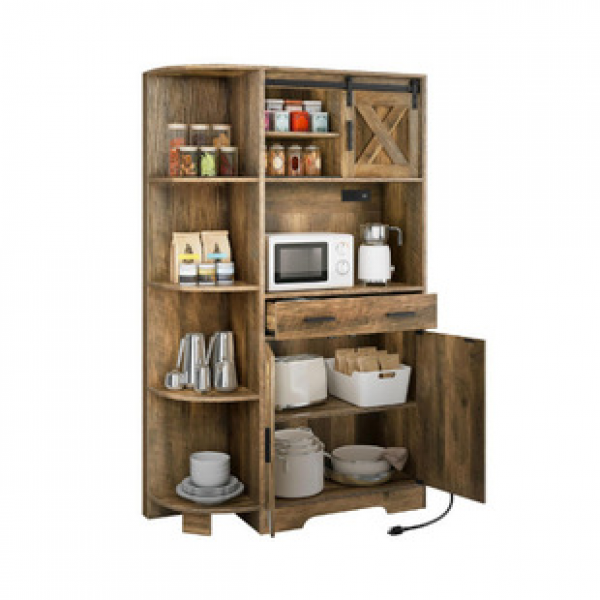 Suitable for rural style restaurants, Amazon hot selling wine cabinets, LED farmhouses, independent small kitchen storage cabinets
