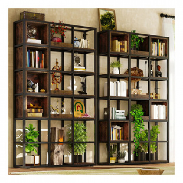 Iron bookshelf, floor to ceiling office partition rack, multi-layer partition display rack, flower rack, antique rack, living room storage rack, trendy