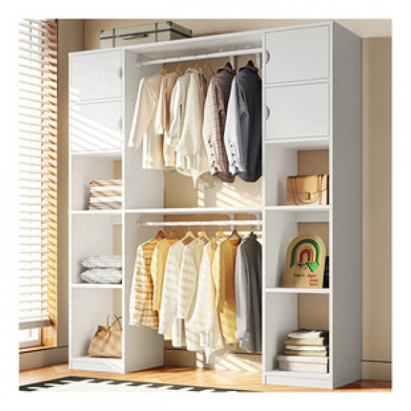 Cross border household bedroom wardrobe 2025 new popular cabinet, small apartment rental dedicated simple finished hanging wardrobe