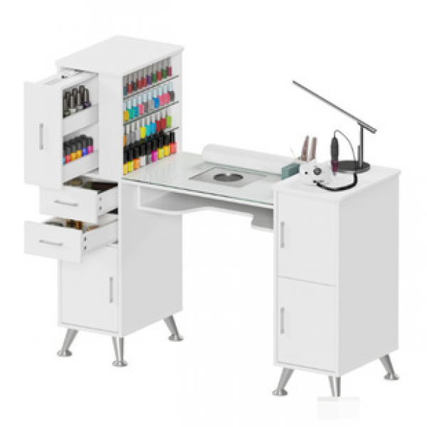 Cross border direct sales multifunctional white nail table with high-end feel and storage design. Foreign trade hot selling plate nail table trend