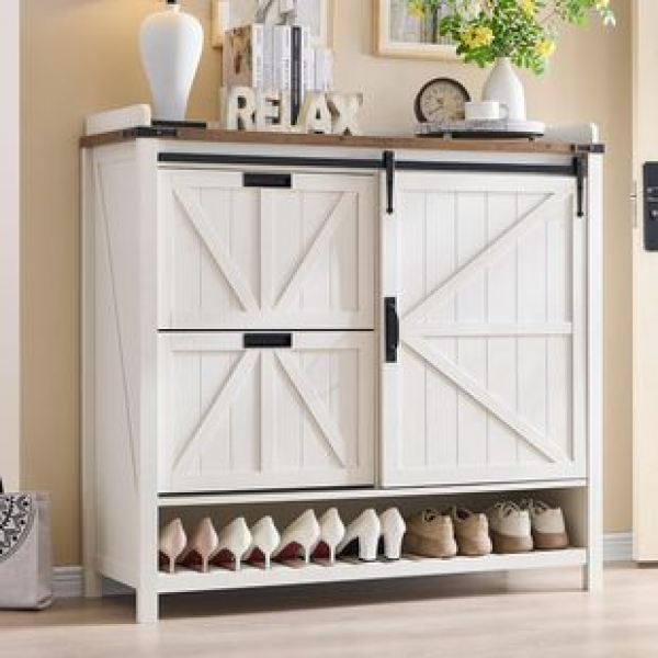 Simple retro farmhouse entrance shoe storage cabinet, shoe rack, Amazon plate shoe cabinet, light luxury shoe cabinet, trendy entrance