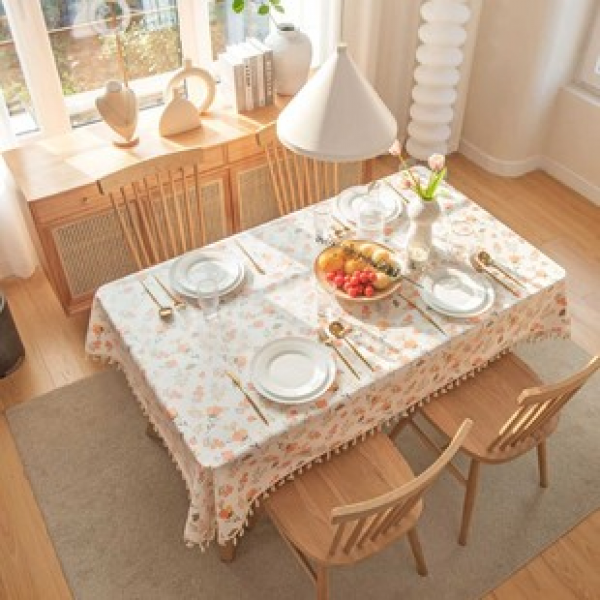 1pc light luxury high-end small orange leaf dining table tablecloth living room home decoration oil resistant and easy to clean high-end table