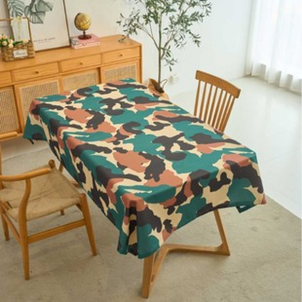 1pc light luxury high-end camouflage dining table tablecloth living room home decoration oil resistant and easy to clean high-end table