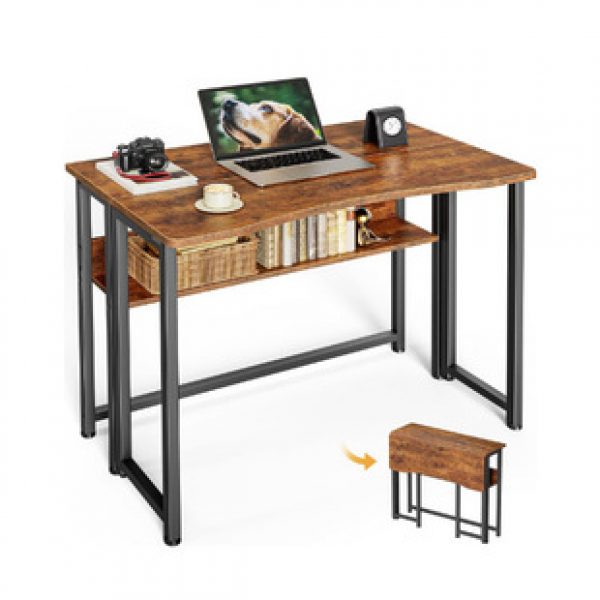 Corner gaming desk, computer desk, desktop home L-shaped desk, bookshelf integrated learning desk, simple workbench desk