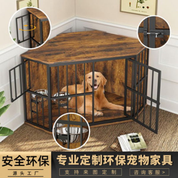 Cross border direct supply, easy assembly, small packaging, large, medium and small pets, dog beds, wall corners, built-in feeders, dog cages, storage cabinets