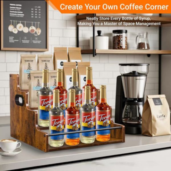 Cross border direct sales solid wood stepped display shelf, wooden multi-layer display shelf, iron wood combined with foreign wine storage shelf