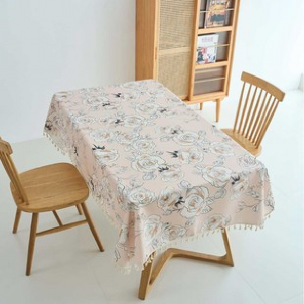 1pc light luxury high-end rose dining table tablecloth, living room home decoration, oil resistant, easy to clean, high-end feeling
