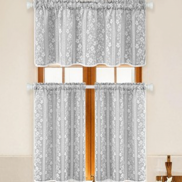 1PC/2PC New Product Haitang Flower Double layered Designer Kitchen Short Curtain Small Window Curtain Coffee Shop Supermarket