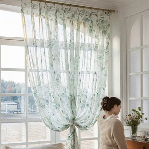 1PC factory directly supplies cross-border e-commerce platform Amazon's popular new product, green leaf gauze curtains and curtains