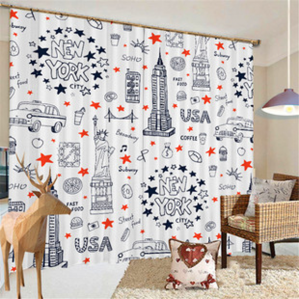 Modern personalized curtains, living room, bedroom bay windows, floor to ceiling, no punching, blackout, children's anime, cute Instagram style