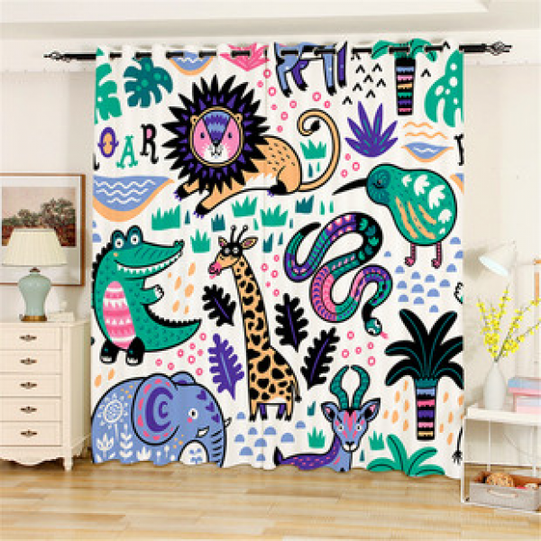 Modern personalized curtains, living rooms, bedrooms, bay windows, floor to ceiling, no punching, blackout, animals, fresh velvet linen